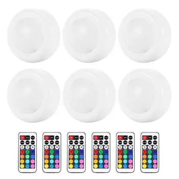 

LED Puck Lights RGB 12 Colors 21 Key Dimmable Touch Sensor led Under Cabinet Light For Close Wardrobe Stair Hallway Night lamp