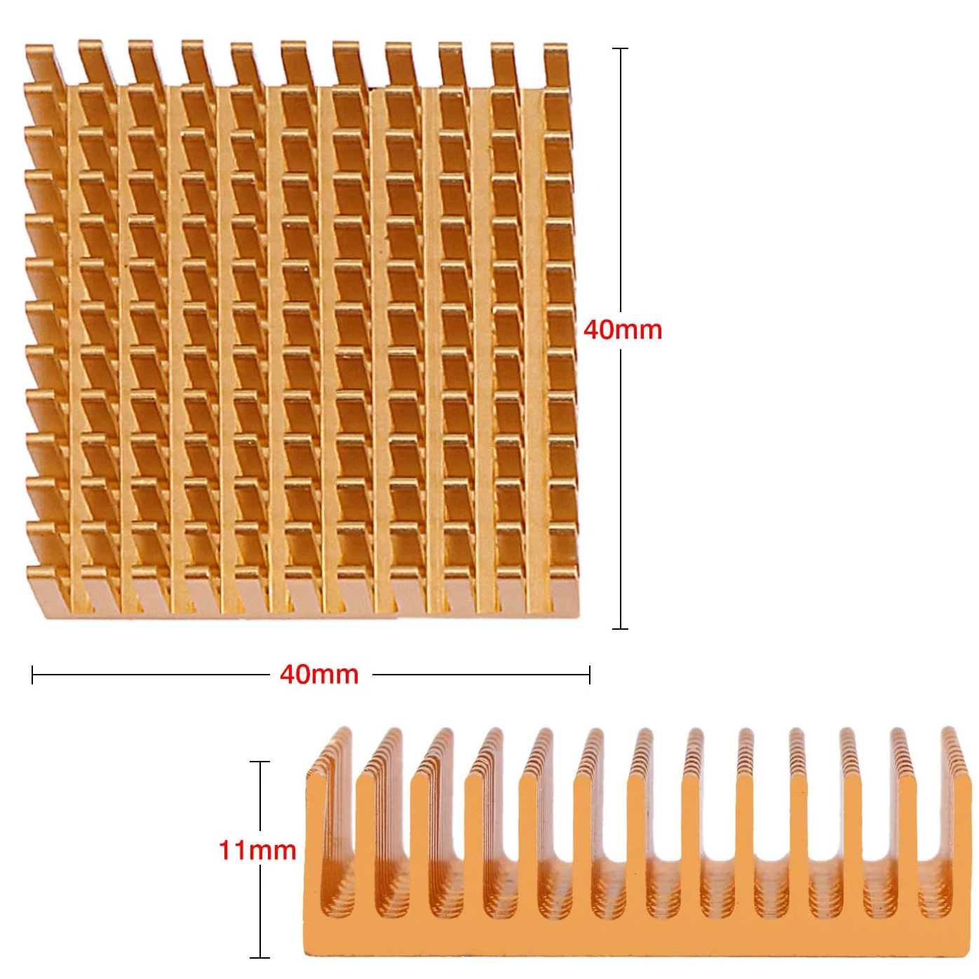 2PCS 40mm x 40mm x 11mm �ð� �� Ȳ�� �˷�̴� �濭�� �ð� �� MOSFET VRam ���ַ����� VRM ������ ����̹�