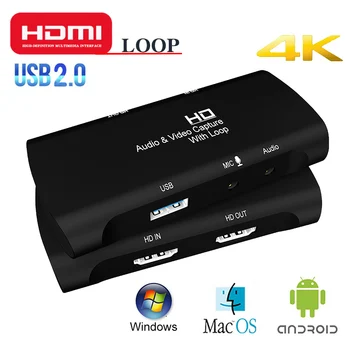 

HDMI Audio Video 1080P Capture Card 4K 1080P HD No Delay USB 2.0 for PS4 games DVD camcorder real-time recording Nintendo Switch
