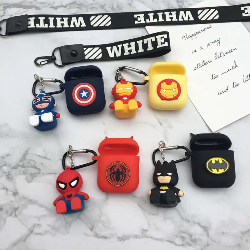 

LOVERONY Cartoon Marvel Bluetooth Earphone Silicone Case For AirPods 2 1Headset Protection Cover With Pendant Cute Air pods i12