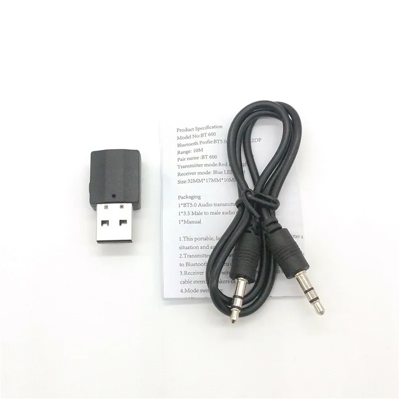 2 в 1 Bluetooth 5,0 аудио приемник передатчик беспроводной адаптер Мини 3,5 мм AUX Стерео Bluetooth передатчик для ТВ динамик
