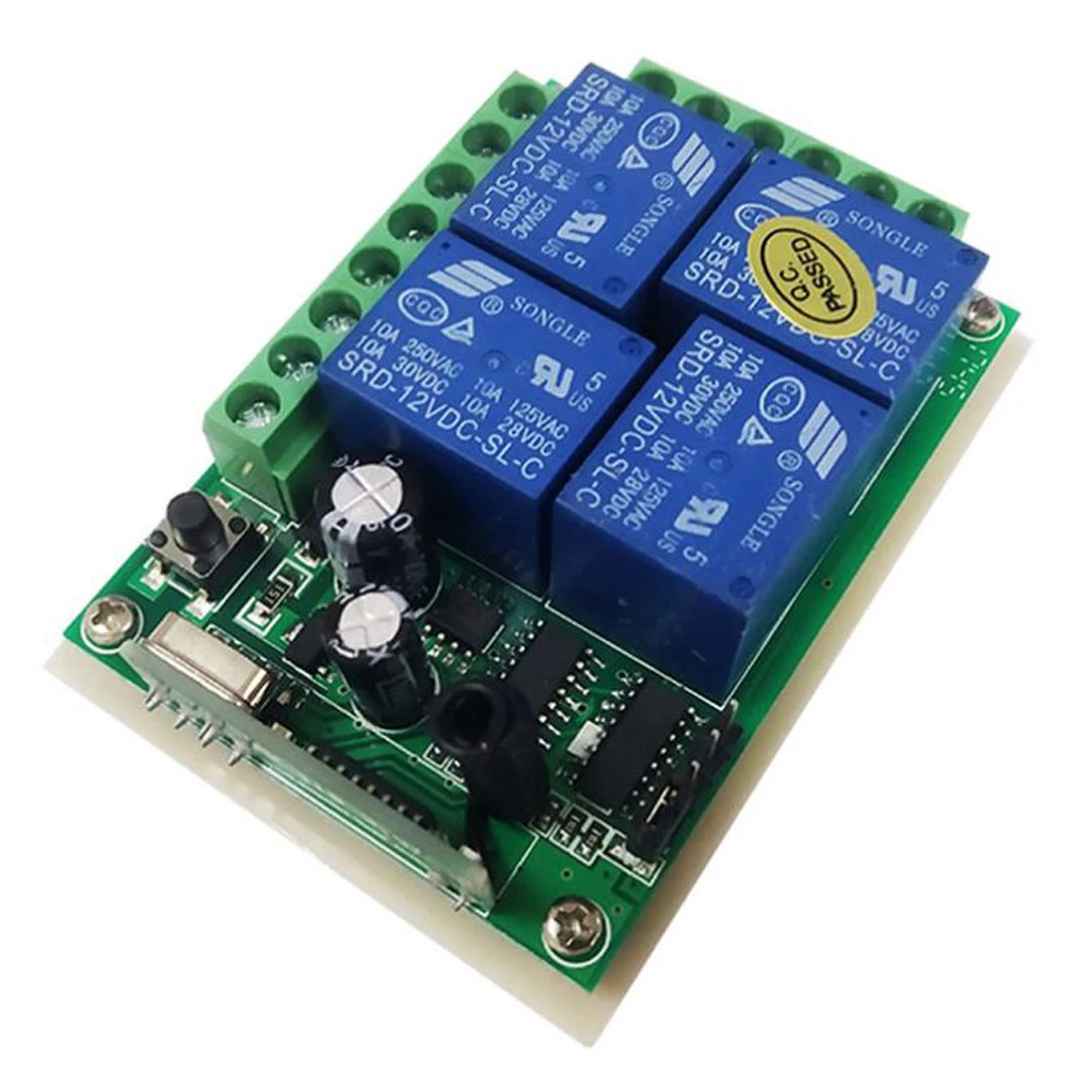 Wireless Remote Control Switch, 433MHZ Relay Receiver Module RF for Home Light/Lamp/Electronic Applicance, 433Mhz, (4 Buttons)