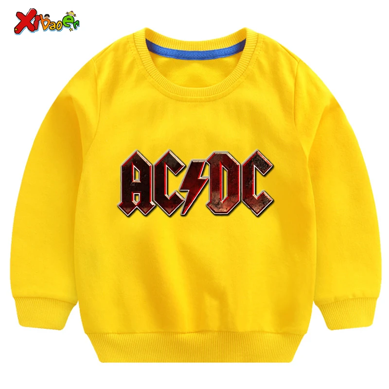 Детские толстовки ACDC мальчиков; модный свитер; белый Хлопковый пуловер для девочек; Новинка; пуловер; футболка; Осенняя толстовка с длинными рукавами для малышей