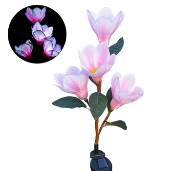 

Auto On Off Solar Powered Easy Install Outdoor Waterproof Garden Lighting Yard Landscape Light Magnolia Flower Shape Lawn Lamp