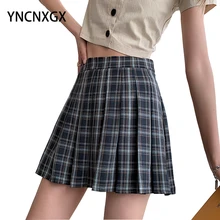 

High Waist Plaid Pleated Skirt Women's Summer Skirt 2021 A-line Jk Check Student Skirt