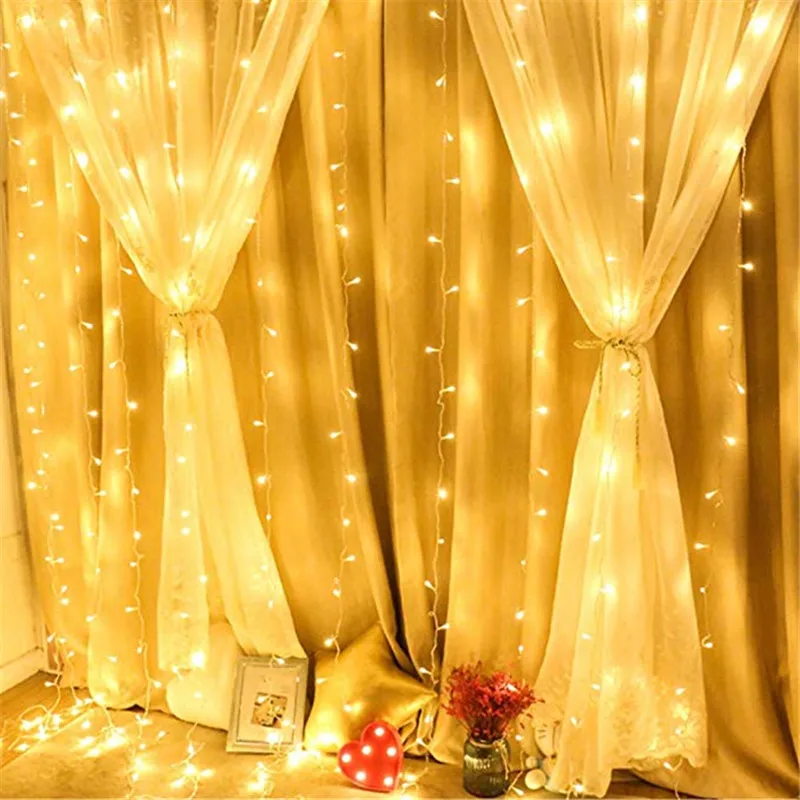 Luzes de Fadas Interior ao ar Livre para o Casamento Plug Guirlanda Cortina String Luz Natal Decoração Led 3x3m ue 5 Computers & Electronics