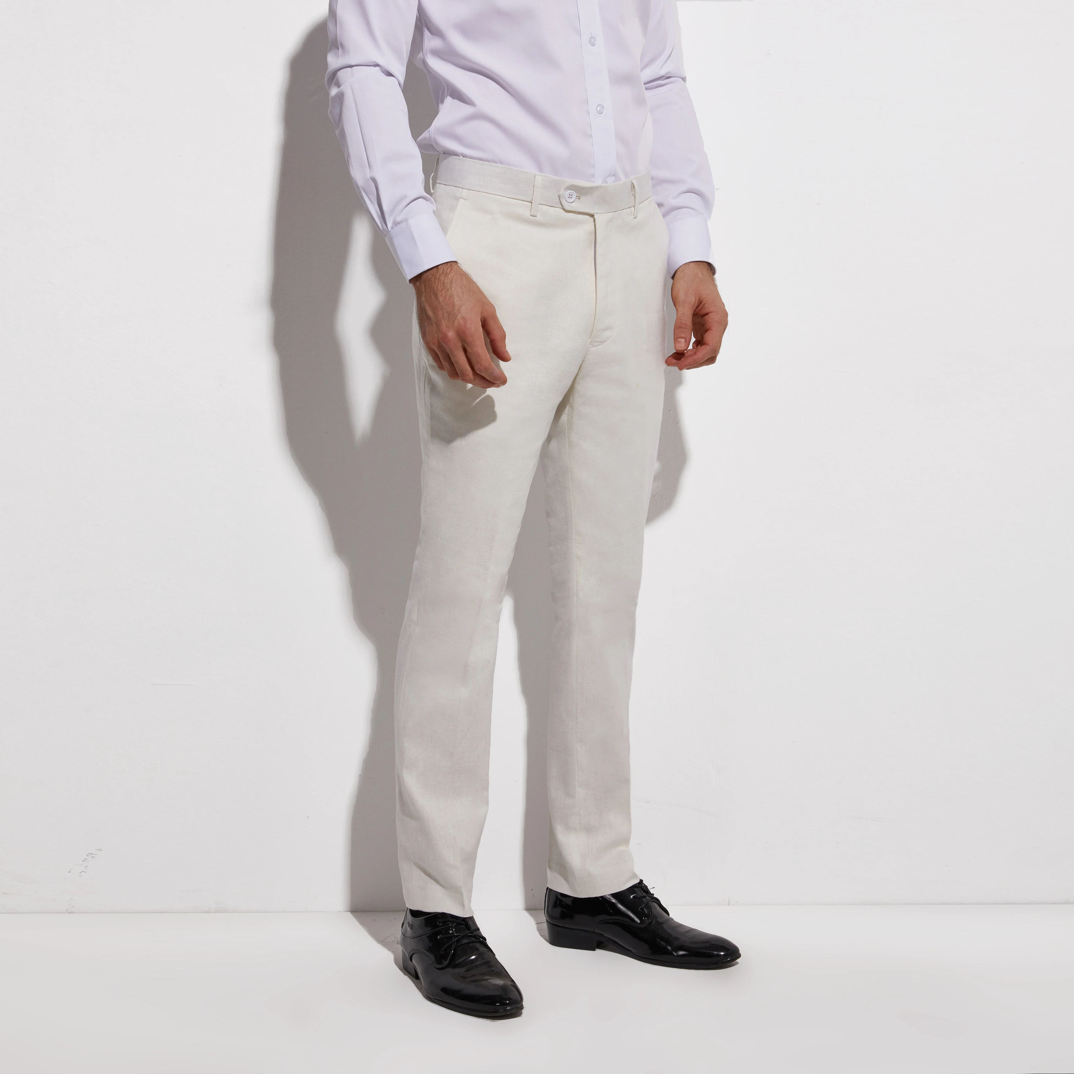 Tailored Light Ivory Linen Suit for Men Summer Beach Wedding Groom Tuxedo In Breathable Linen Cotton Custom-Fit Jacket Pants Set