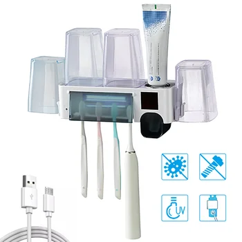 

Toothbrush Holder Wall USB Charging / Solar Power UV Toothbrush Sterilizer Toothpaste Dispenser Squeezer Bathroom Accessories
