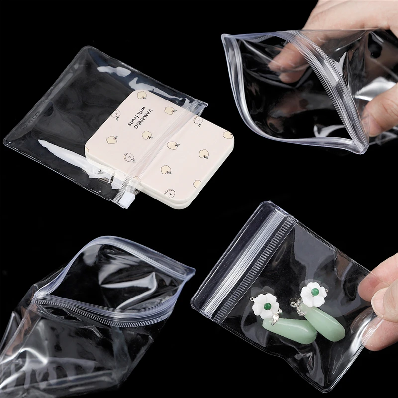 10/50pcs PVC Self Sealing Plastic Jewelry Zip Lock Bags Reclosable