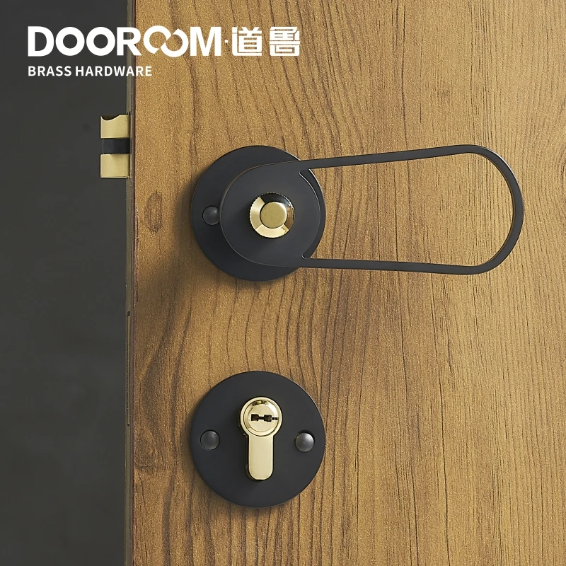 Дверный латунный дверной рычаг ультра-тонкий бесшумный черный золотой современный интерьер для спальни ванной комнаты деревянный дверной замок разделенная ручка