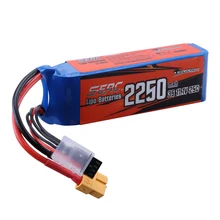 Sunpadow 3S 11.1V Lipo Battery 2250mAh 25C 30C 40C with XT60 Plug for RC Airplane Quadcopter Helicopter Racing Hobby 2packs