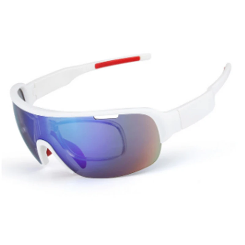 Велосипедные солнцезащитные очки с 5 линзами TR90, поляризованные солнцезащитные очки для шоссейного велоспорта, спортивные очки, велосипедные очки с оптической оправой - Цвет: Белый