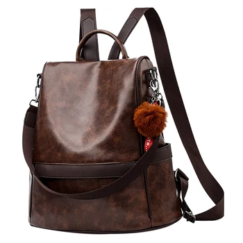 

Women Backpack Purse Pu Leather Anti-Theft Casual Satchel Shoulder Bag For Ladies Coffee