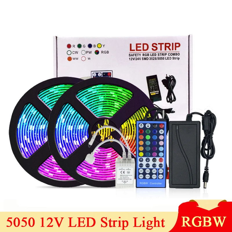 

DC12V SMD 5050 RGBW LED Strip Set IP65 Waterproof 60LEDs Colorful Neon Flexible Light Fixture with Controller