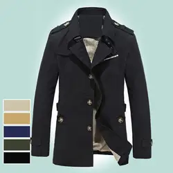 Мужские куртки и пальто Весна и осень случайные мыть хлопок длинное пальто хаки, черный и Army Men куртка 1306 большие размеры M-5XL 50