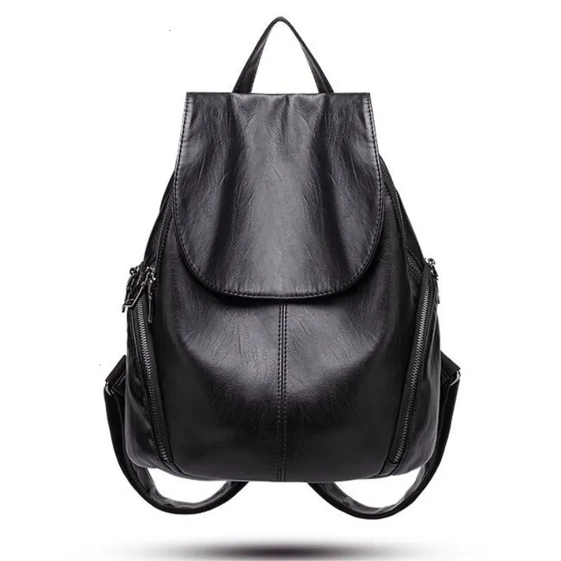 

Women Soft Genuine Leather Backpack Fashion Casual Shoulder Bag Backpacks High Capacity School Bags 2019 Solid Bag Pack