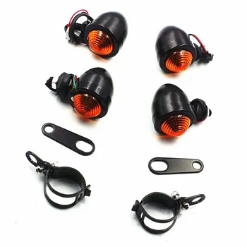 

Black Turn Signal Running Light Fork Clamps Shock Bracket Cafe Racer Rat Custom