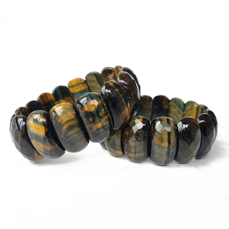 BOEYCJR Red Yellow Blue Magic Tiger Eye Natural Stone Beads Bangles& Bracelets Handmade Jewelry Energy Bracelet for Men