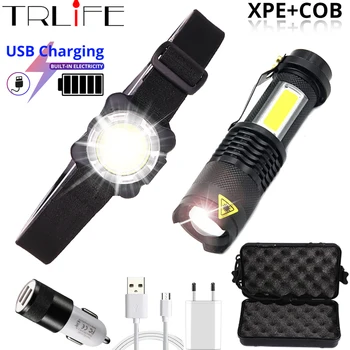

Built-in LED Headlamp USB Rechargeable White Red Lighting COB Headlight +Built-in 14500 Flashlight for Night Light,Work Light