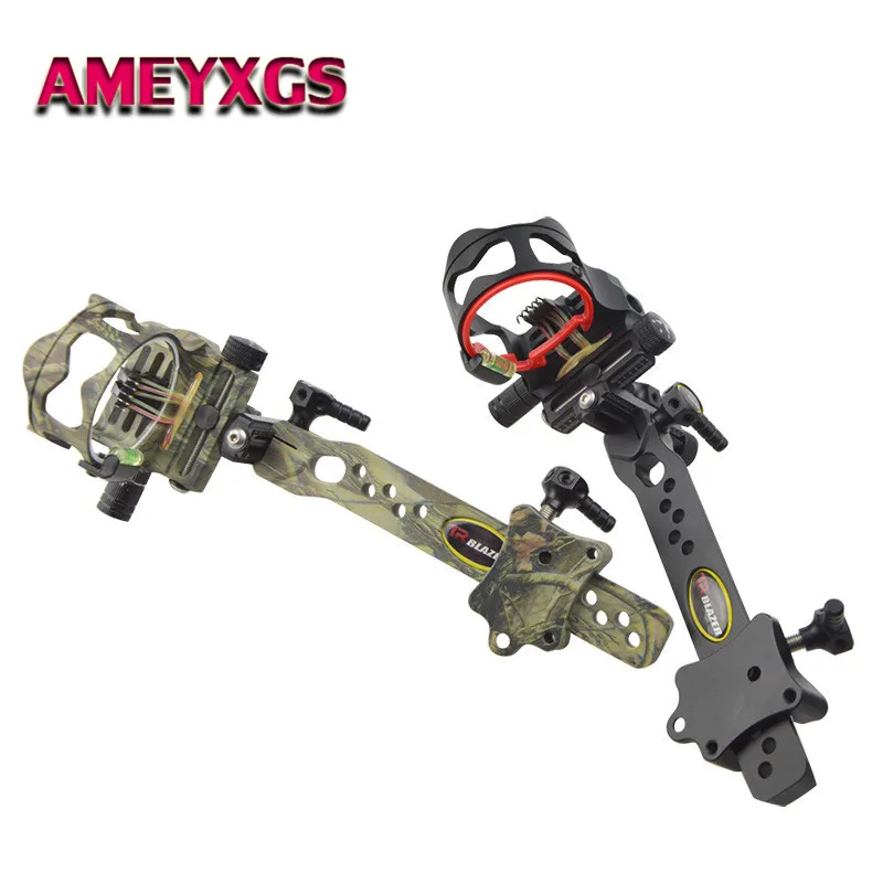 Archery Compound Bow Sight 5 Pins Micro Adjustable Bow Sight Long Pole