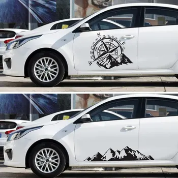 

48x34cm Car Black Off Road Compass Snow Mountain Decal Hood Graphic Vinyl Decorative Sticker