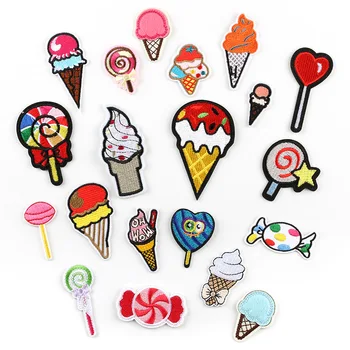 

Popsicle Popcorn Ice Cream Iron On Patches Sewing Embroidered Applique for Jacket Clothes Stickers Badge DIY Apparel Accessories