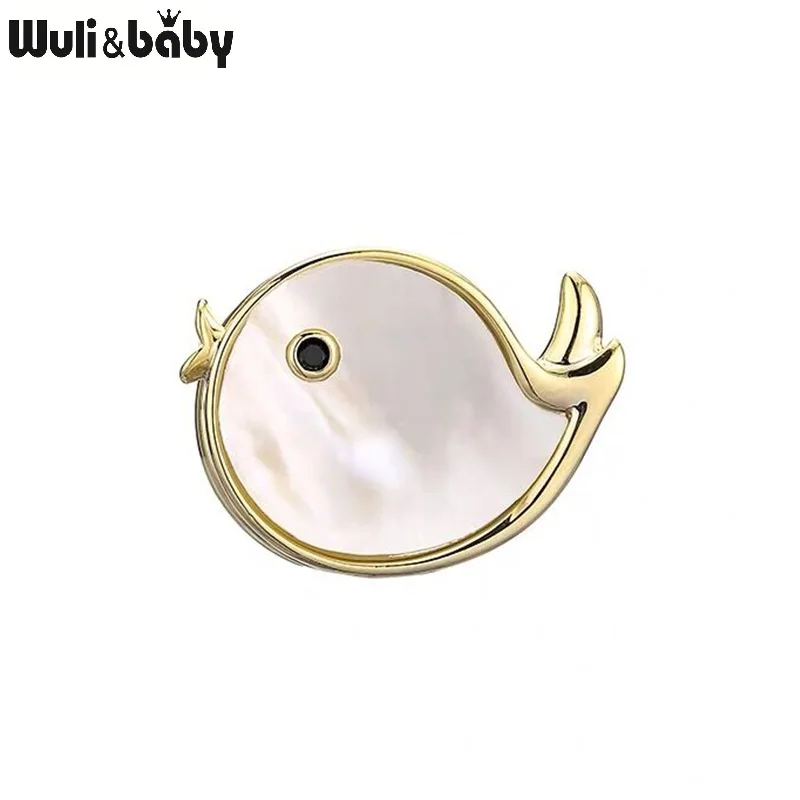 Wuli&ampbaby Natural Shell Bird Magnet Collar Pins For Women Men Cute 2-color Animal Casual Office Brooch Gifts | Украшения и