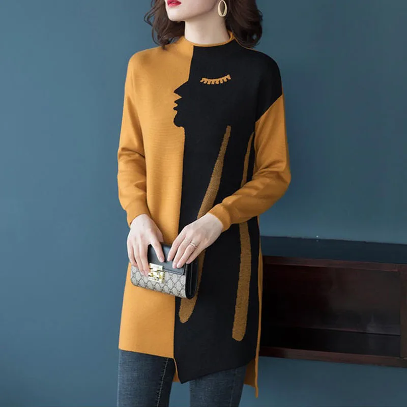 New Knitted Sweater Pullover Women Long Sleeve Loose Casual Vintage Large size Autumn Winter Jumper Clothing Tops | Женская одежда