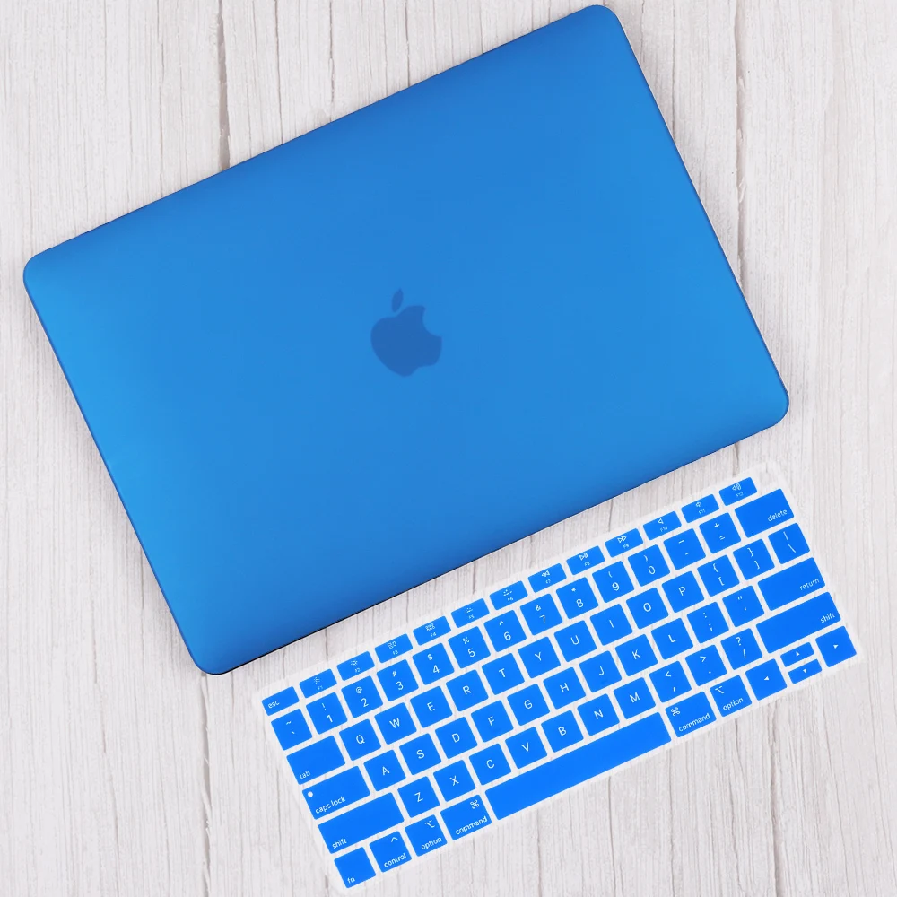 Жесткий Чехол для ноутбука+ кожный чехол для клавиатуры Apple MacBook Air 13 A1466 A1369 для нового Pro 13 15 Touch Bar A2159 A1990 A1932 - Цвет: Blue