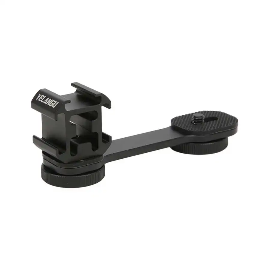 YELANGU Triple Cold Shoe Mount Plate Microphone LED Video Light Extension Bar for Zhiyun smooth