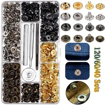 

4 Colors Clothes Fastener Snaps Kit Metal Press Stud 12.5 mm Cloth Buttons Tool Kit Pack of 160/240/480pcs Sewing Accessories