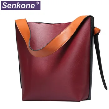 

Luxury Genuine Leather Women Bag Large Capacity Handbags Bucket Bag Women Famous Brand Shoulder Bag Female Bolsa Feminina
