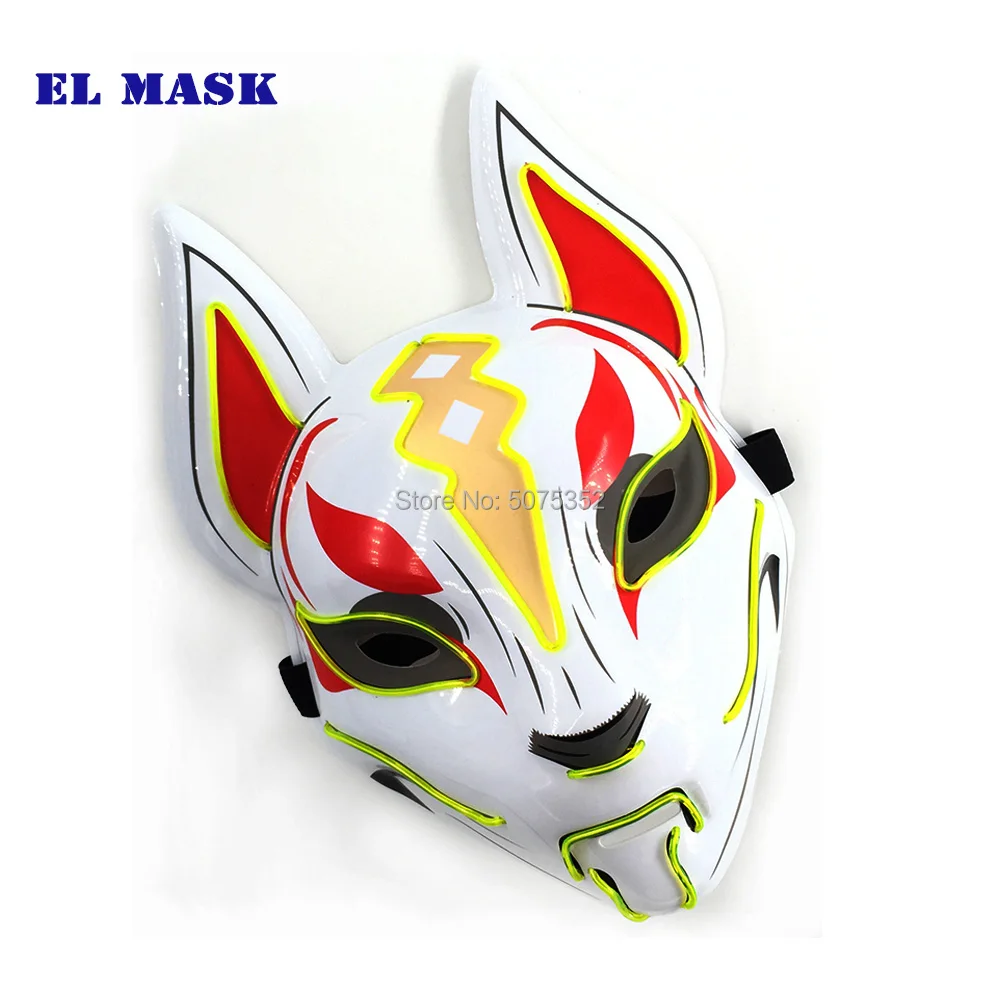 Women's Costumes Anime Expro Decor Japanese Fox Mask Neon Led Light Cosplay Mask Halloween Party Rave Led Mask Dance DJ Payday Costume Props wonder woman costume