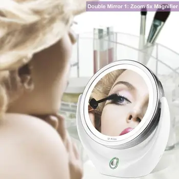 

Portable Folding Adjustable Brightness 8 LED Lighted 1X 2X Magnification Travel Mirror with Battery for Cosmetic Makeup