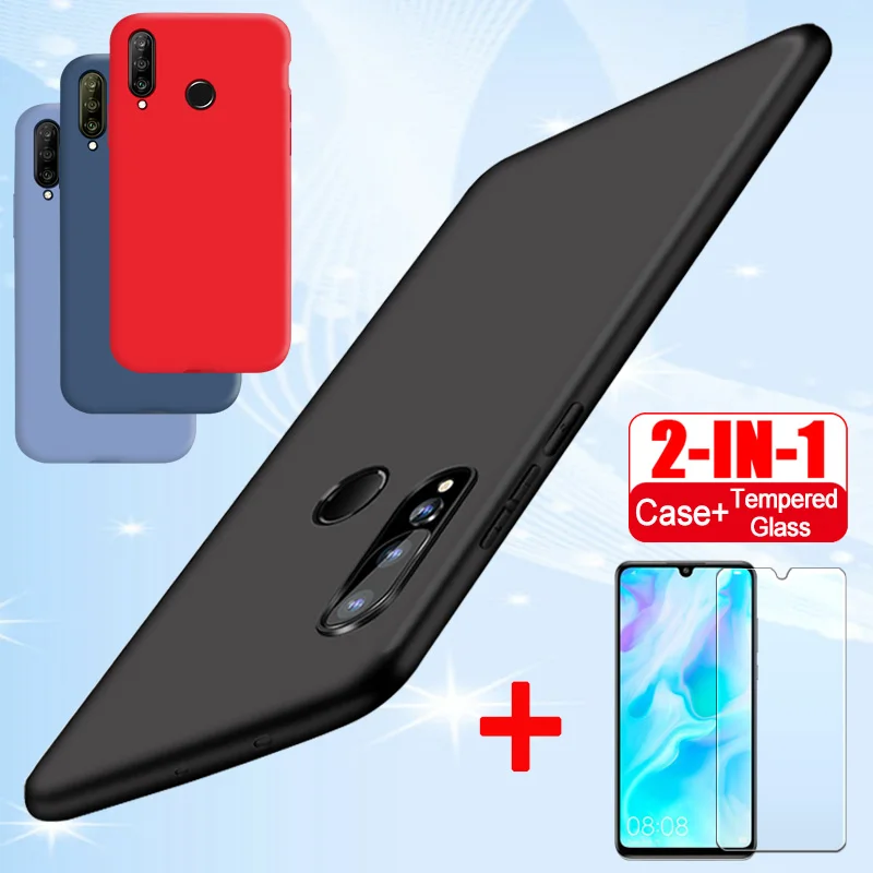 Чехол p30 lite для huawei p 30 light phone p30lite nova 4e nova4e закаленное стекло защита экрана мягкая