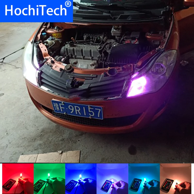 Canbus Mult color RGB T10 W5W 94 168 светодиодные лампы габаритные фонари для автомобиля пульт
