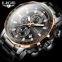 

Fashion Mens Watches LIGE Luxury Stainless Steel Waterproof Quartz Watch Men Top Brand Business Chronograph Relogio Masculino