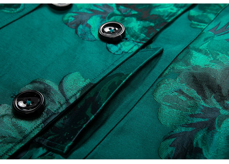 S-xxxl осенне-зимнее зеленое жаккардовое длинное пальто X-long Florals Плюс Размер Роскошный Тренч Женская двубортная верхняя одежда пальто