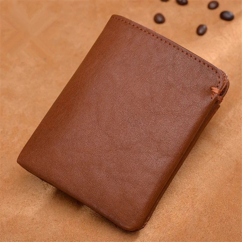 brown Nesitu Highend новые вертикальные черные синие коричневые Vegatable дубления из натуральной кожи женские мужские кошельки Кошелек кредитный держатель для карт M6896 - Цвет: brown