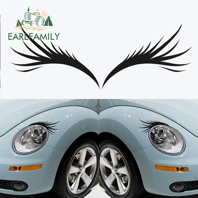 EARLFAMILY 13cm x 9.5cm Auto Eyelash Graphics Car Sticker Funny lights Decals Waterproof Vinyl Wrap 3D Decoration | Автомобили и