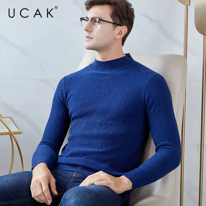 UCAK Brand Merino Wool Sweater Men Streetwear Slim Fit Pull Homme Autumn Winter Turtleneck Sweaters Cashmere Pullover Men U3046 UCAK Brand Merino Wool Sweater Men Streetwear Slim Fit Pull Homme Autumn Winter Turtleneck Sweaters Cashmere Pullover Men U3046