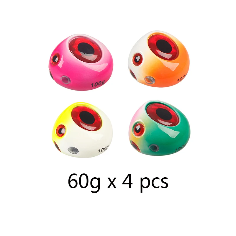 60g x 4 pcs 4 шт. в упаковке; принт 60g-200g Тай Kabura слайдер Мормышка с грузилом привести крючковый лов морская приманка Тай резиновой подошвой красного цвета и морских окуней морские рыболовные приманки лодка - Цвет: 60g x 4 pcs