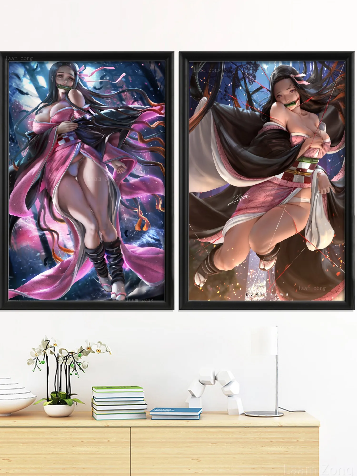 Art Silk Poster Nezuko Demon Slayer Cartoon Kawaii Sinobu Sexy Nude Girl  Anime For Living Room Picture Prints Decor Wall - Painting & Calligraphy -  AliExpress