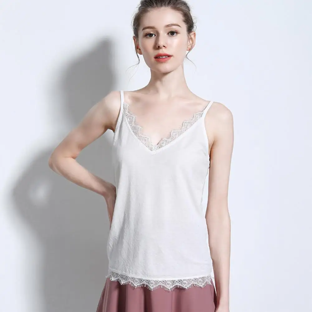 Yfashion/летние женские топы, кружевной Элегантный жилет, v-образный вырез, сексуальное женское белье с бретельками, топы, нижнее белье
