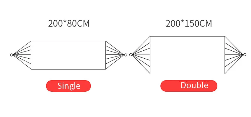 Double Hammock Outdoor Rollover Prevention Camping Canvas Hanging Swing Bed for Patio Travel Hiking 200x150cm 200x80cm
