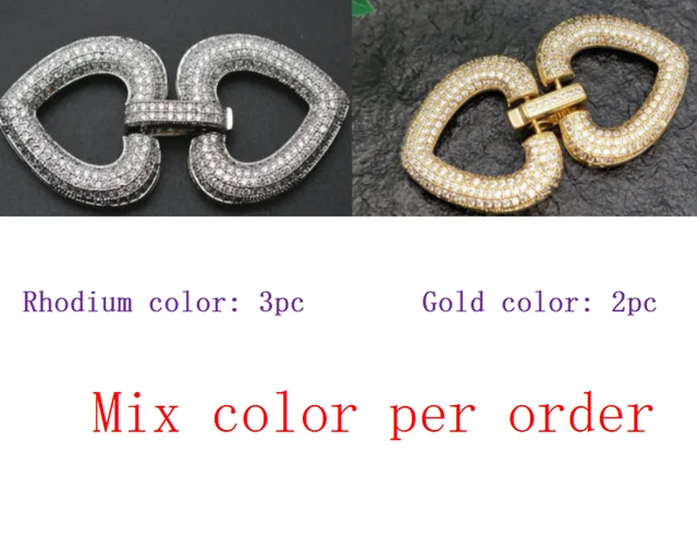 24x48mm Paved CZ Beads Double Heart Shape Necklace Clasps Fashion Jewelry Accessories 5pc per Lot Mix 1