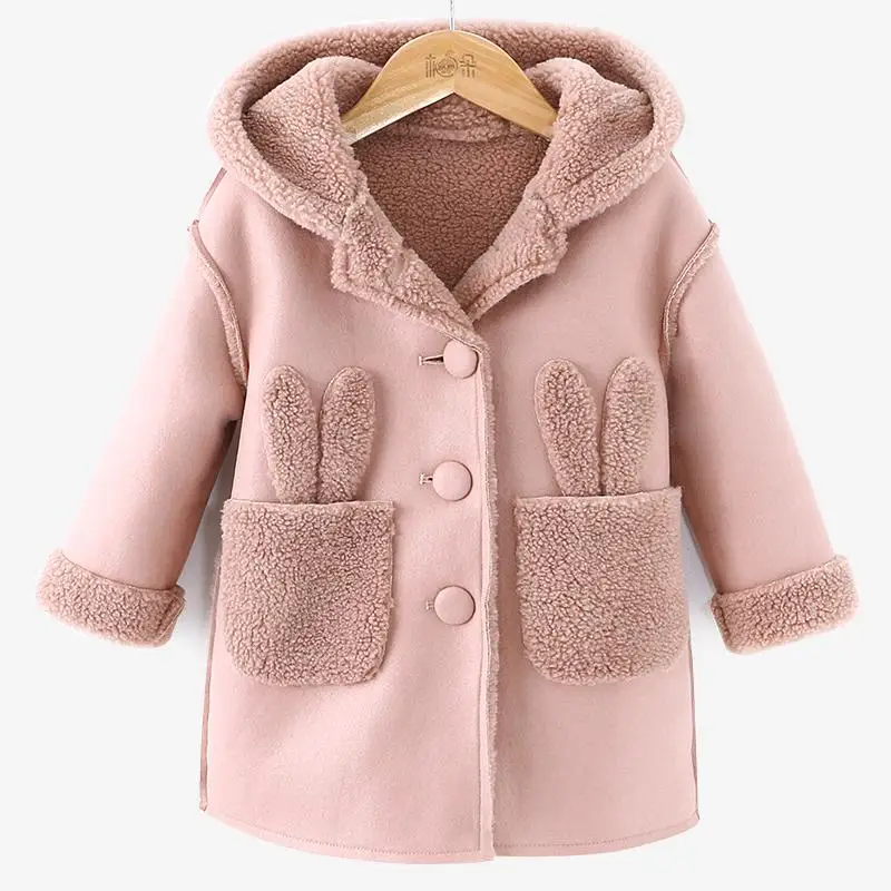

2019 Autumn Winter Jacket For Girls Cartoon Rabbit Ear Kids Faux Fur Coat 2-11 Years Baby Girls Outerwear Infant Snowsuit