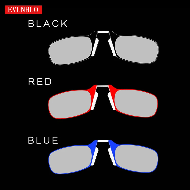 EVUNHUO зажим для носа очки для чтения для мужчин и женщин тонкие портативные очки с оптическими линзами с коробкой кошелек мини-очки для чтения клеящаяся для мобильного телефона чехол