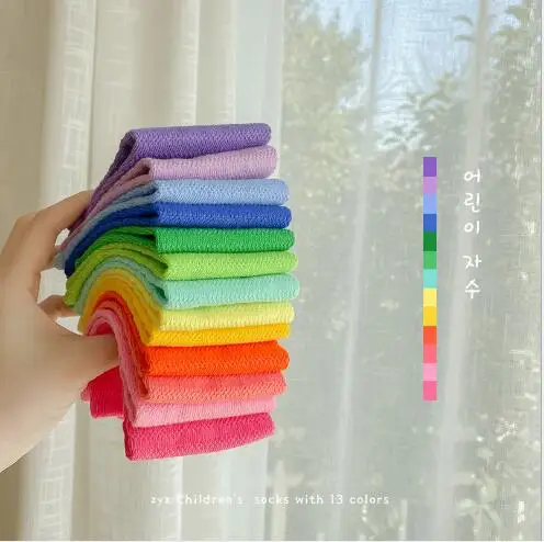 2-8 Year solid color straight kids children boys and girls mesh socks