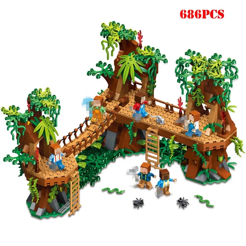 

686pcs Building Blocks For Child Village Forest Castle Bridge Model Compatible Legoinglys City Toys